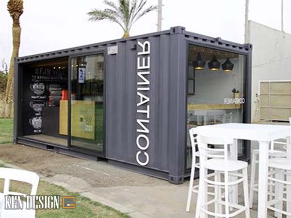 thiết kế không gian quán cafe container